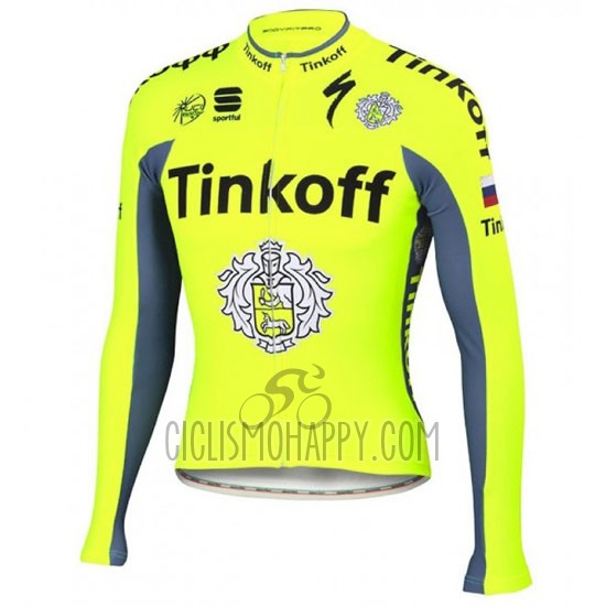 Tinkoff Cycling Jersey Bib Tight 2016 Long Sleeve Green and Gray